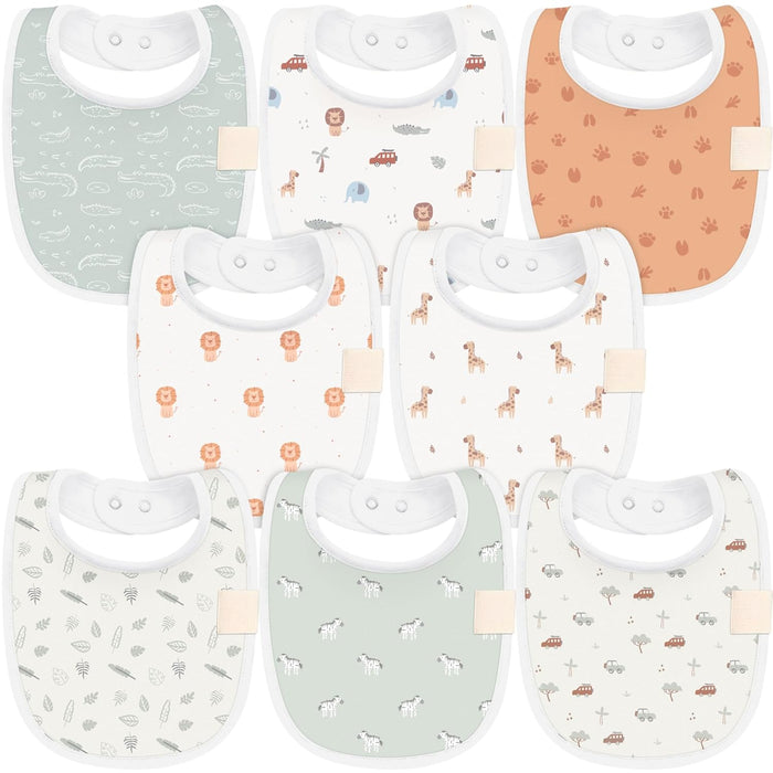 8 Pack Organic Unisex Baby Bibs