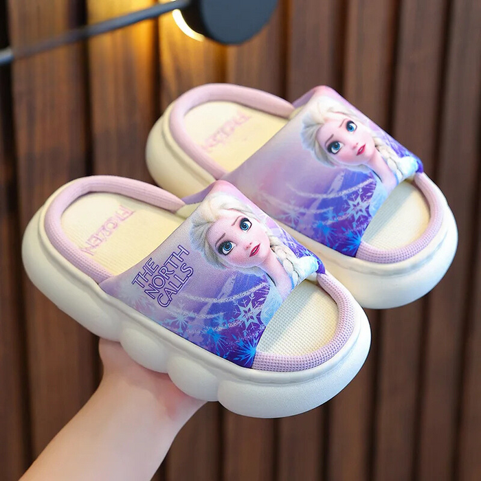 Soft Slide Slippers With Frozen Princess Elsa Print