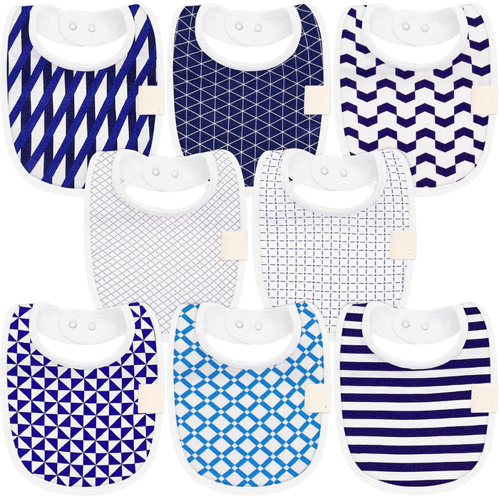 8 Pack Organic Unisex Baby Bibs