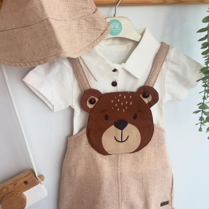 Teddy Bear Printed Jumpsuit Dress For Baby