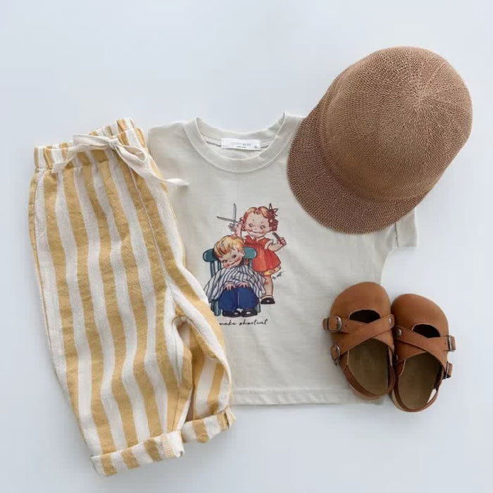 Baby Striped Drawstring Casual Pants