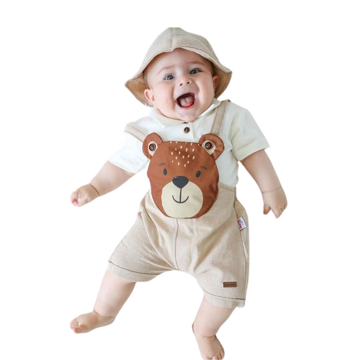 Teddy Bear Printed Jumpsuit Dress For Baby