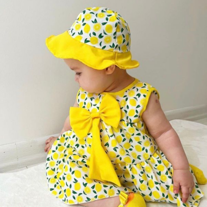 Printed Pattern Dress With Matching Hat And Shoes