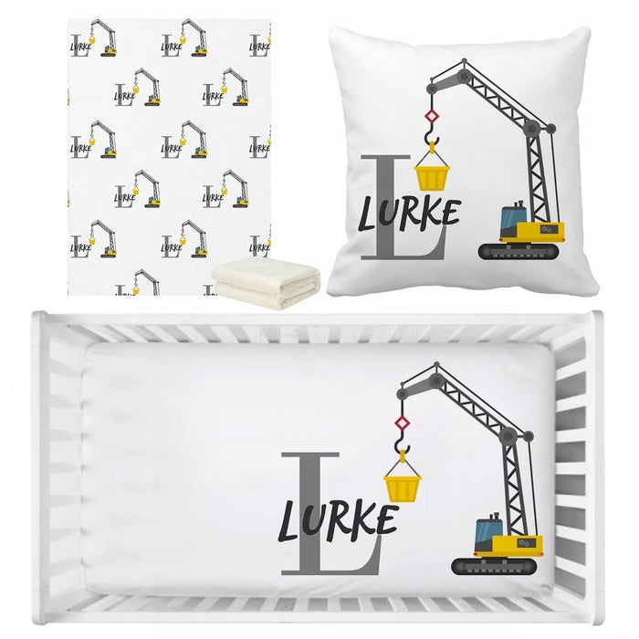 3 Piece Construction Crane Vehicle Bedding Set