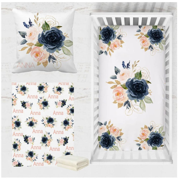 3 Piece Flowers Nursery Bedding Set