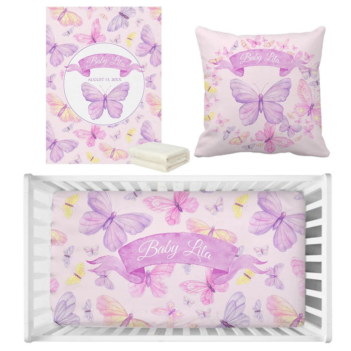 3 Piece Personalized Butterfly Bedding Set