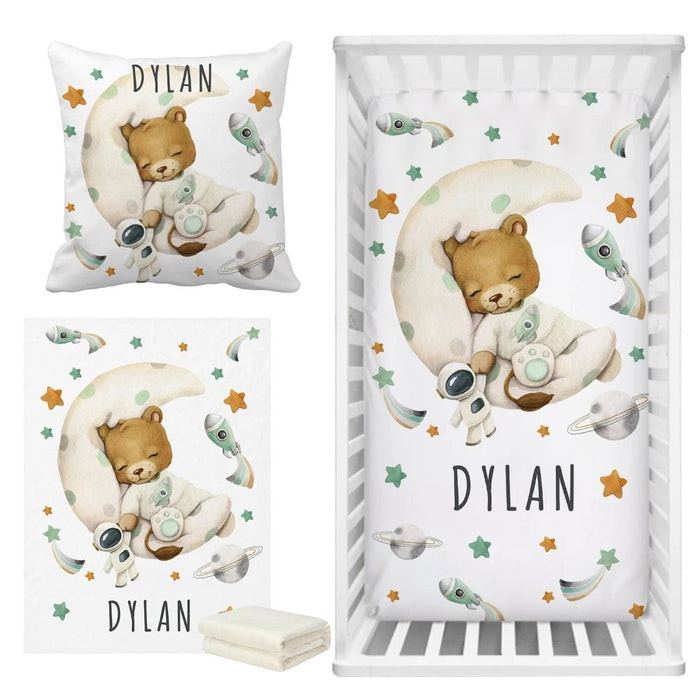 3 Piece Space Lion Moon Bedding Set