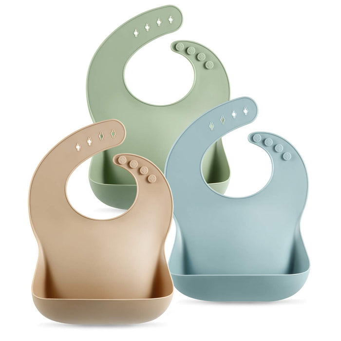 3 Pieces Silicone Bibs Set