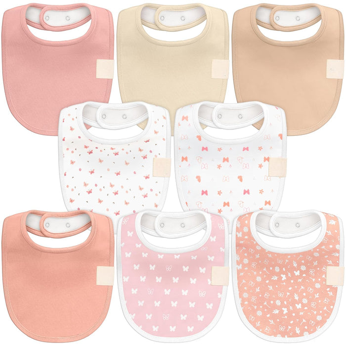 8 Pack Organic Unisex Baby Bibs