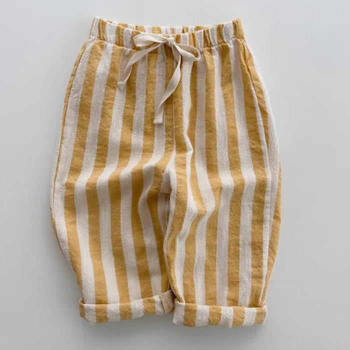 Baby Striped Drawstring Casual Pants