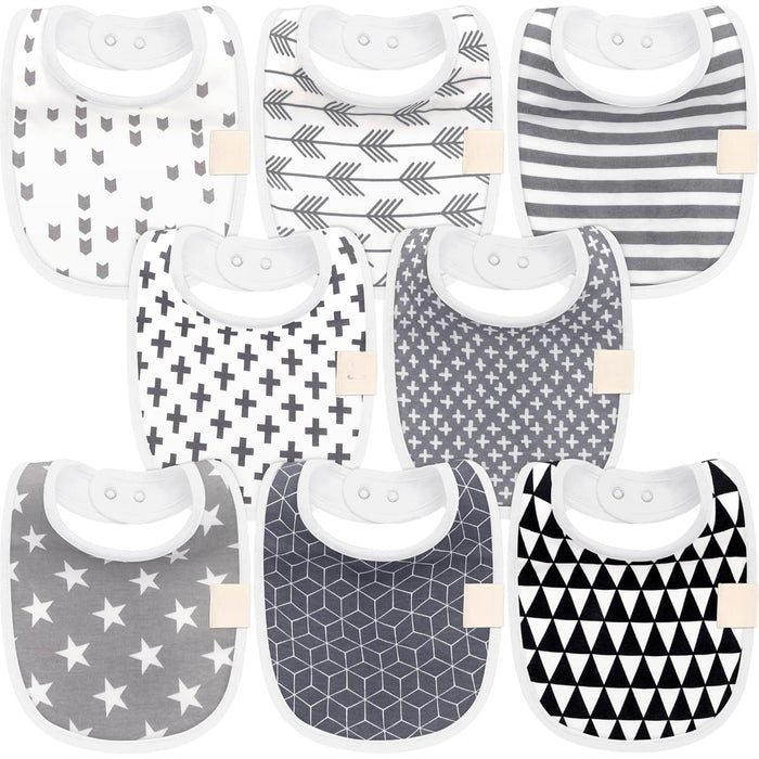 8 Pack Organic Unisex Baby Bibs