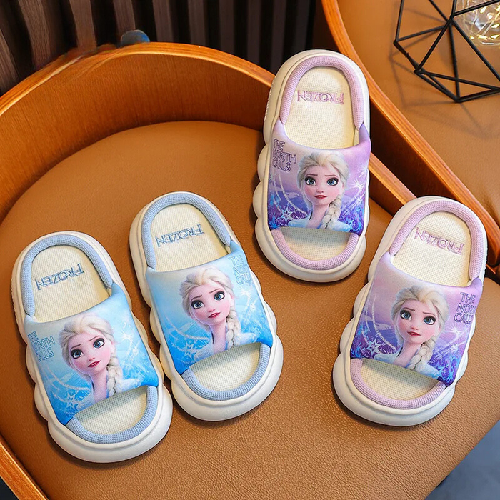 Soft Slide Slippers With Frozen Princess Elsa Print