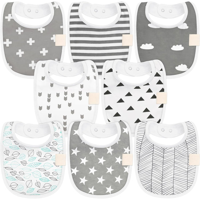 8 Pack Organic Unisex Baby Bibs