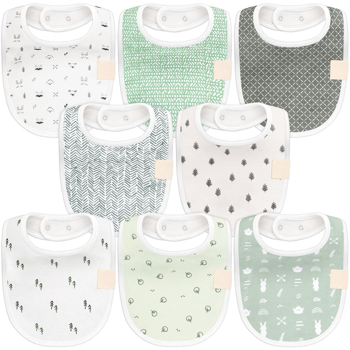 8 Pack Organic Unisex Baby Bibs