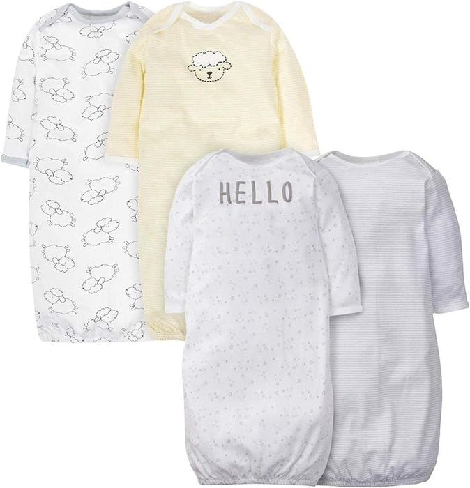 Pack Of 4 Sleeper Gowns For Baby With Cool Graphics