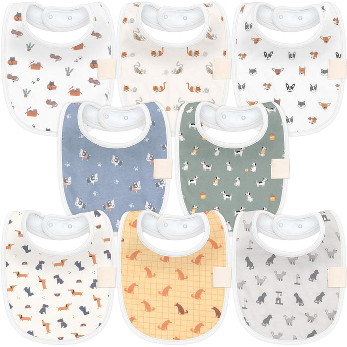 8 Pack Organic Unisex Baby Bibs