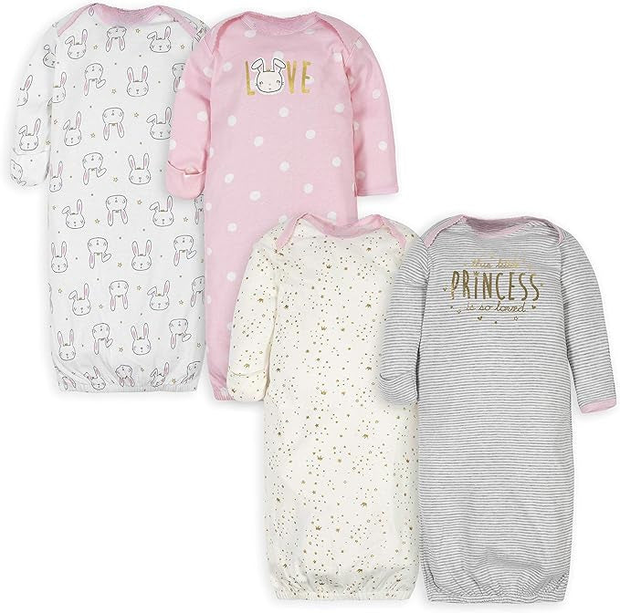 Pack Of 4 Sleeper Gowns For Baby With Cool Graphics