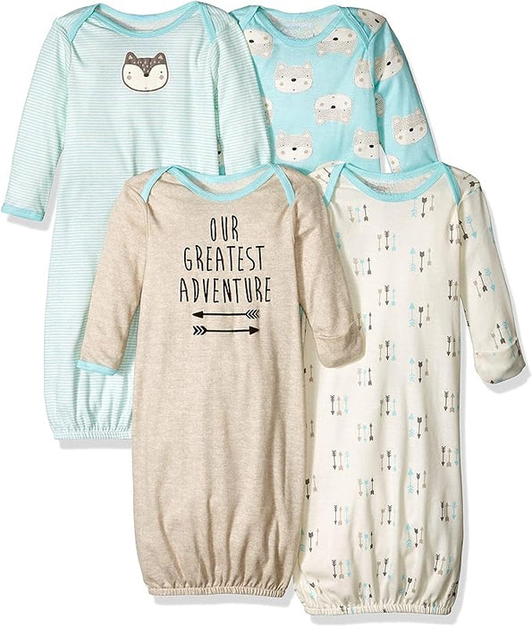 Pack Of 4 Sleeper Gowns For Baby With Cool Graphics