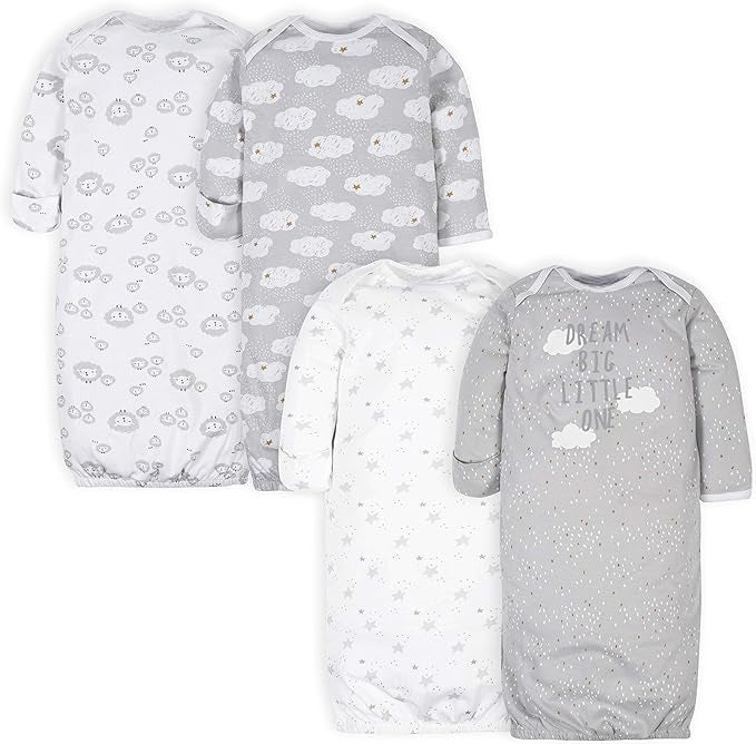 Pack Of 4 Sleeper Gowns For Baby With Cool Graphics