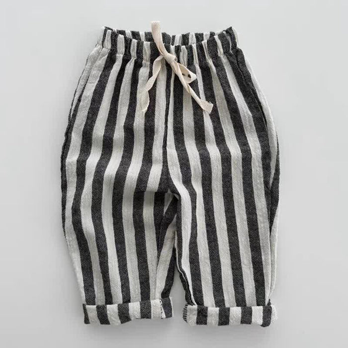 Baby Striped Drawstring Casual Pants