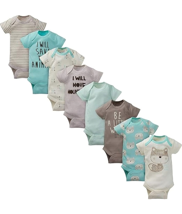 8 Pieces Short Sleeve Bodysuits Set