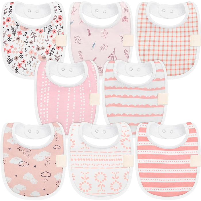 8 Pack Organic Unisex Baby Bibs