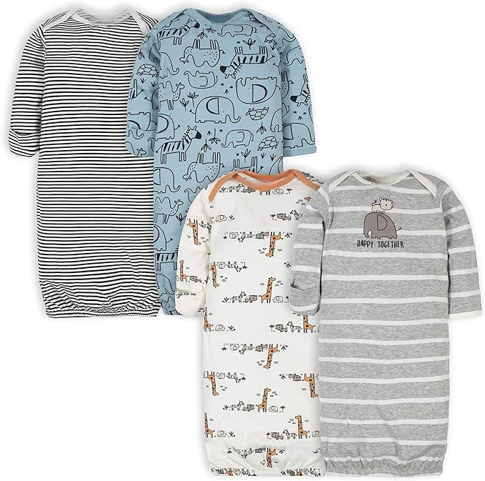 Pack Of 4 Sleeper Gowns For Baby With Cool Graphics