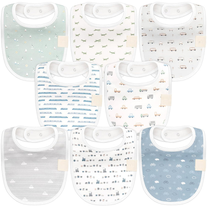 8 Pack Organic Unisex Baby Bibs