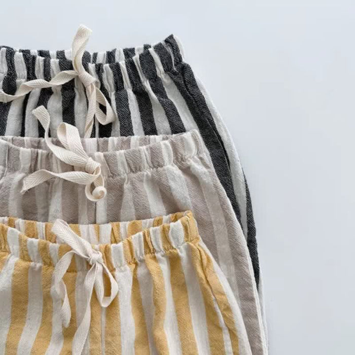 Baby Striped Drawstring Casual Pants