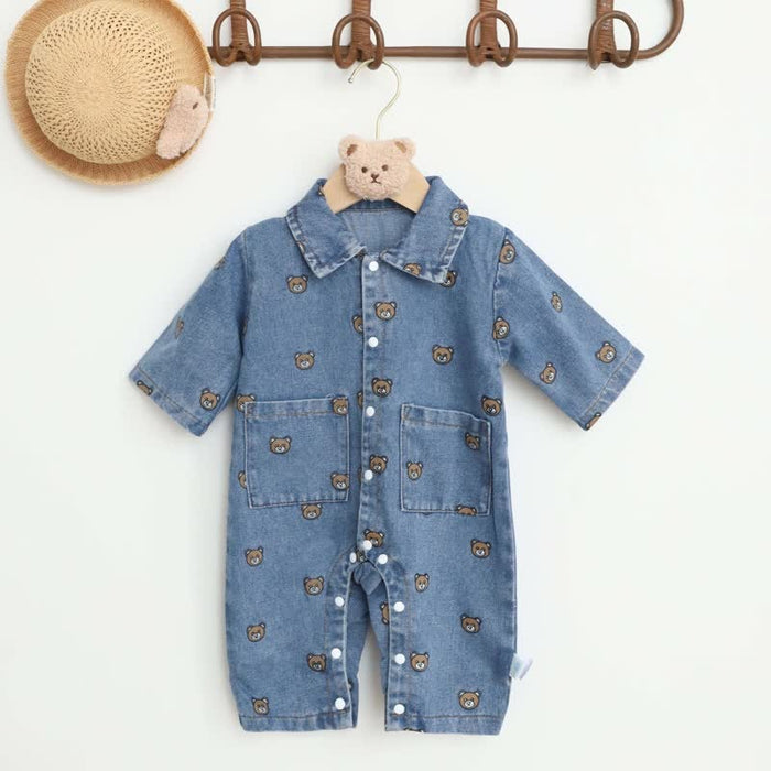 Baby Bear Polo Denim Romper