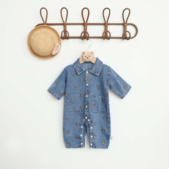 Baby Bear Polo Denim Romper