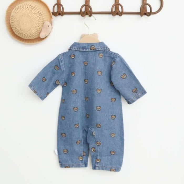 Baby Bear Polo Denim Romper