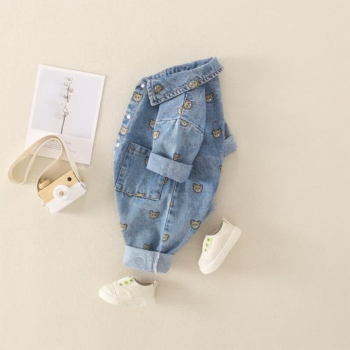 Baby Bear Polo Denim Romper