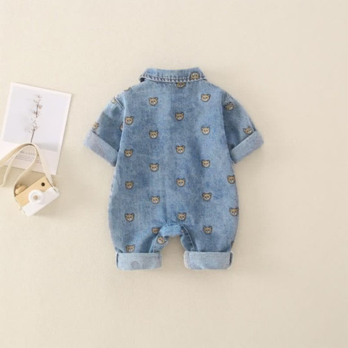 Baby Bear Polo Denim Romper