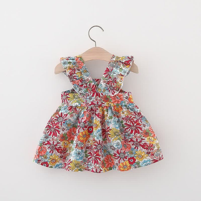 Baby Ruffled Florals Dress With Bag