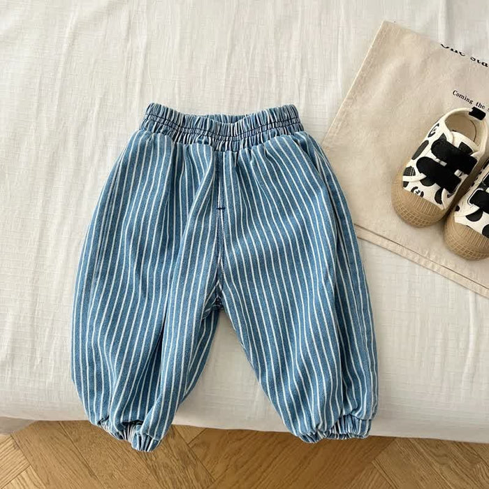 Baby Toddler Vertical Striped Denim Pants