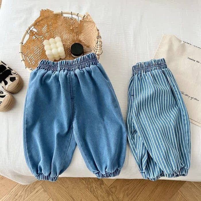 Baby Toddler Vertical Striped Denim Pants