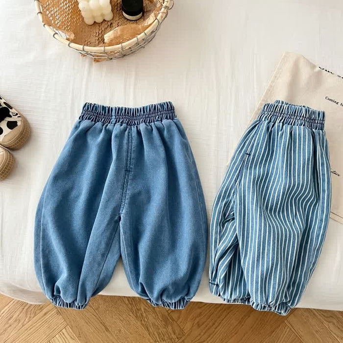 Baby Toddler Vertical Striped Denim Pants