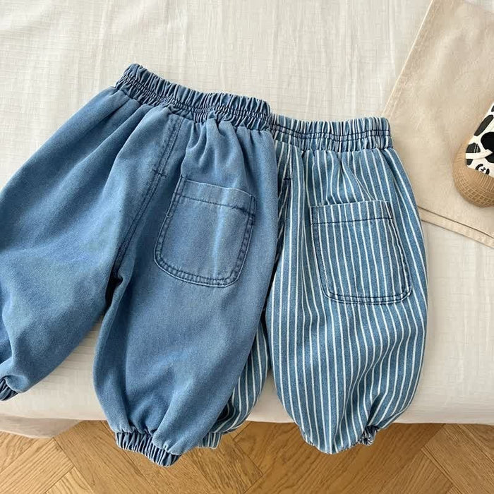 Baby Toddler Vertical Striped Denim Pants