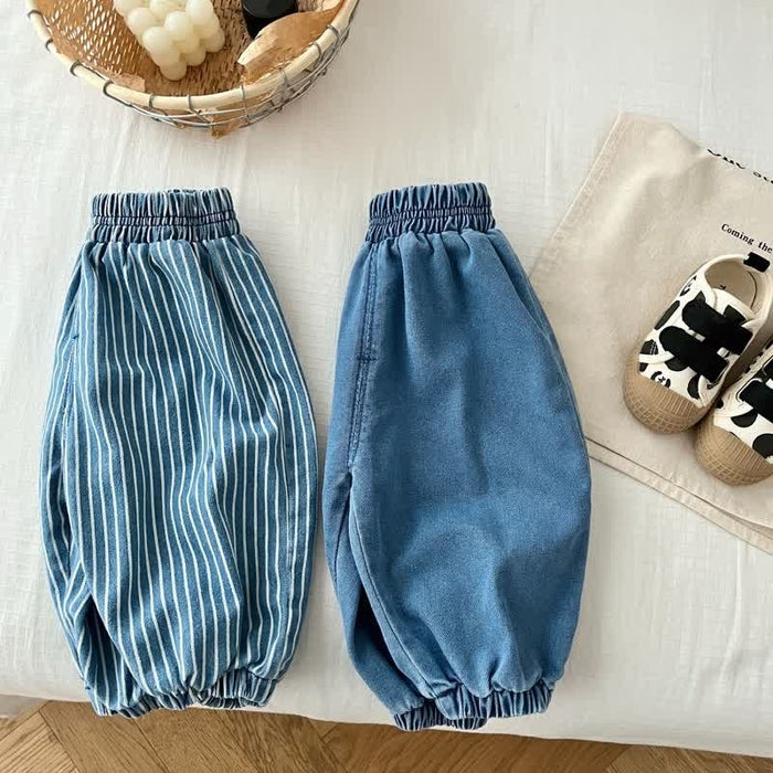 Baby Toddler Vertical Striped Denim Pants