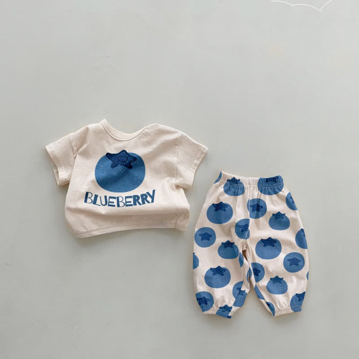 Blueberry Print Baby Top And Pant Set