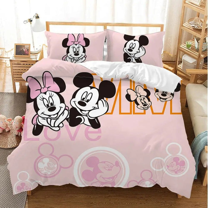 Cartoon Minnie Printed Bedding Set