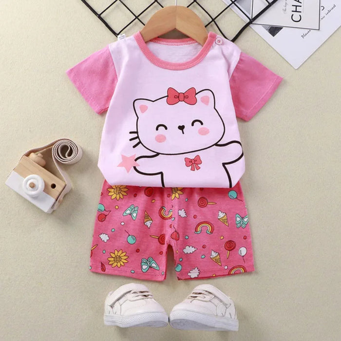 Cheerful Cartoon Duo Outfit Set