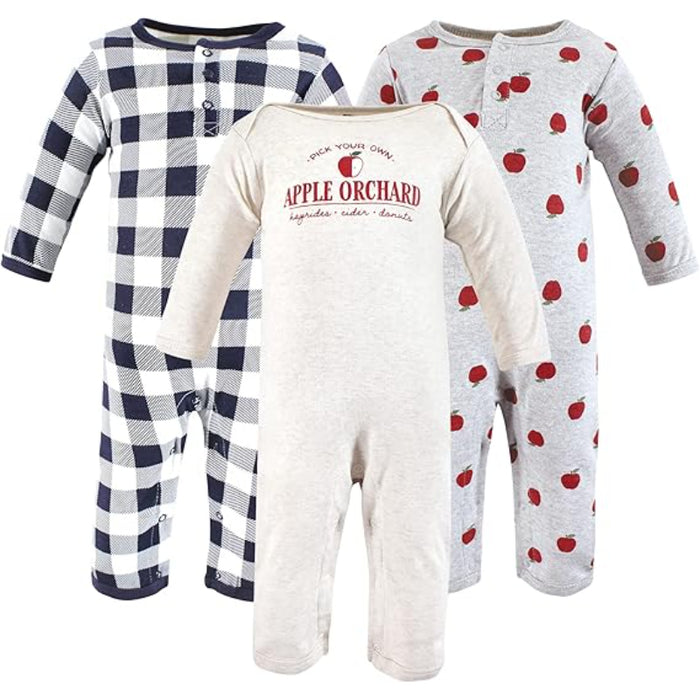 Plaid And Apple Print Baby Onesies