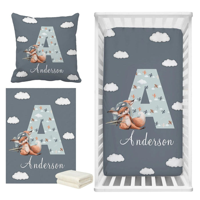 Custom Name Airplane Bedding Set