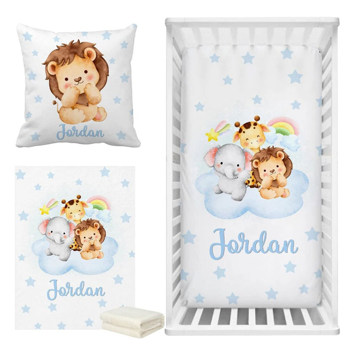 Custom Name Animals On Stars Bedding Set