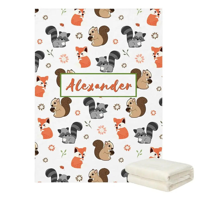 Custom Name Forest Animal Friends Blanket