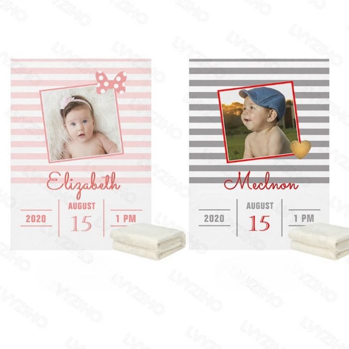 Custom Photo Birth Announcement Blanket