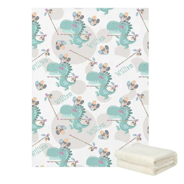 Customizable Dinosaur Adventure Coral Fleece Blanket