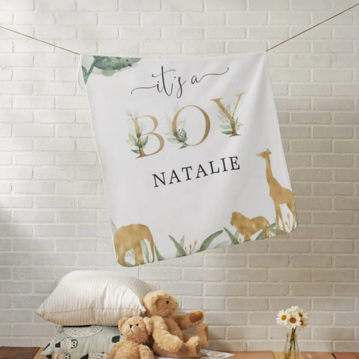 Elegant Baby Announcement Illustrations Blankets